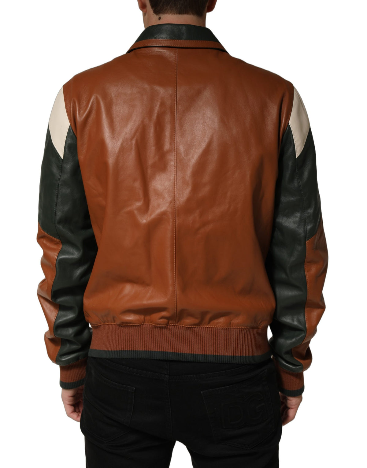 Multicolored Leather Full Zip Men Jacket