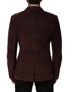 Brown Lamb Leather Double Breasted Jacket