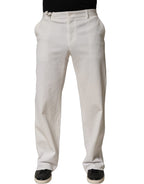 White Cotton StraightLeg Casual Trouser Pants