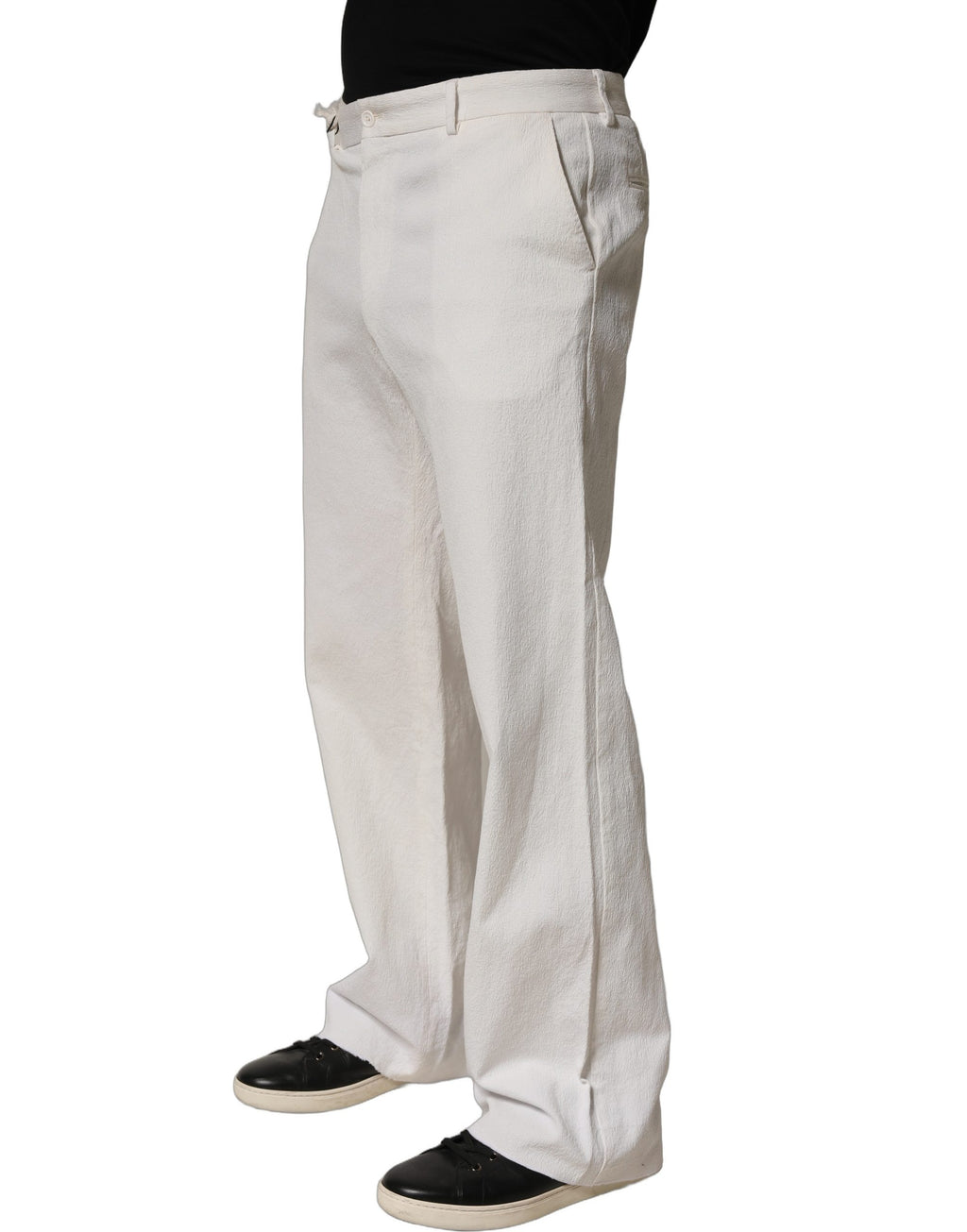 White Cotton StraightLeg Casual Trouser Pants