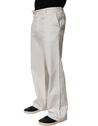 White Cotton StraightLeg Casual Trouser Pants