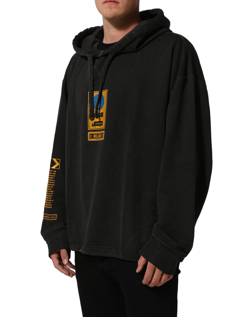 Black Cotton DG Shield Hooded Sweatshirt Sweater