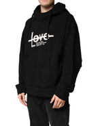 Black Cotton Printed Men Hooded Sweatshirt Sweater