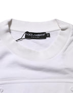 White Logo Embossed Cotton Sweatshirt Sweater