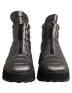 Silver Leather Quilted Men Ankle Boots Shoes
