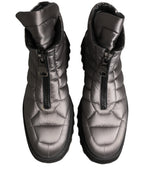 Silver Leather Quilted Men Ankle Boots Shoes