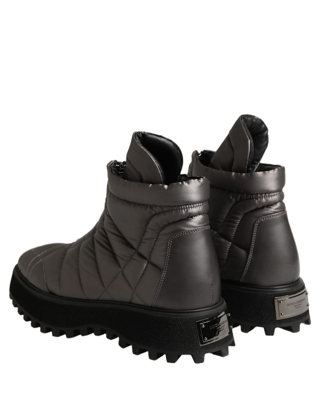 Silver Leather Quilted Men Ankle Boots Shoes