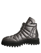 Silver Leather Quilted Men Ankle Boots Shoes