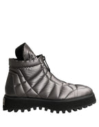 Silver Leather Quilted Men Ankle Boots Shoes