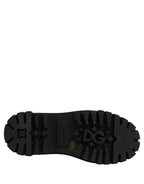 Black Calfskin Leather Trekking Derby Shoes