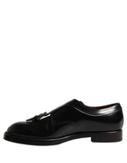 Black Leather Monk Strap Formal Dress Shoes