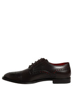 Maroon Calfskin Leather Derby Men Dress Shoes