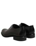 Black Calfskin Leather Derby Men Dress Shoes