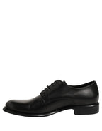 Black Calfskin Leather Derby Men Dress Shoes