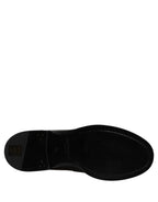 Black Leather Logo Plaque Loafers Shoes