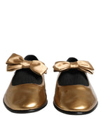 Metallic Gold Leather Flats Loafers Shoes