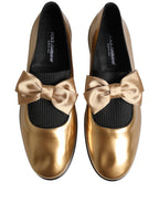 Metallic Gold Leather Flats Loafers Shoes