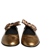Metallic Gold Leather Flats Loafers Shoes