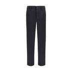 Blue Cotton Casual Pants