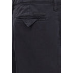 Blue Cotton Casual Pants