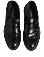 Black Brushed Calf Leather Loafers Shoes