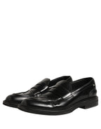 Black Brushed Calf Leather Loafers Shoes