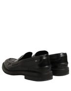 Black Brushed Calf Leather Loafers Shoes