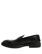 Black Brushed Calf Leather Loafers Shoes