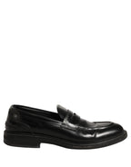 Black Brushed Calf Leather Loafers Shoes