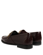 Maroon DG Chain Calfskin Leather Loafers Shoes