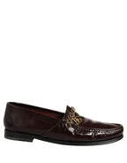 Maroon DG Chain Calfskin Leather Loafers Shoes