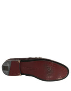 Maroon DG Chain Calfskin Leather Loafers Shoes