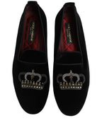Black Crown Embellished Men Loafers Shoes