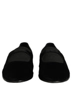 Black Velvet Slip On Slippers Loafers Shoes