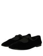 Black Velvet Slip On Slippers Loafers Shoes
