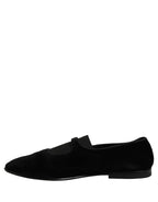 Black Velvet Slip On Slippers Loafers Shoes