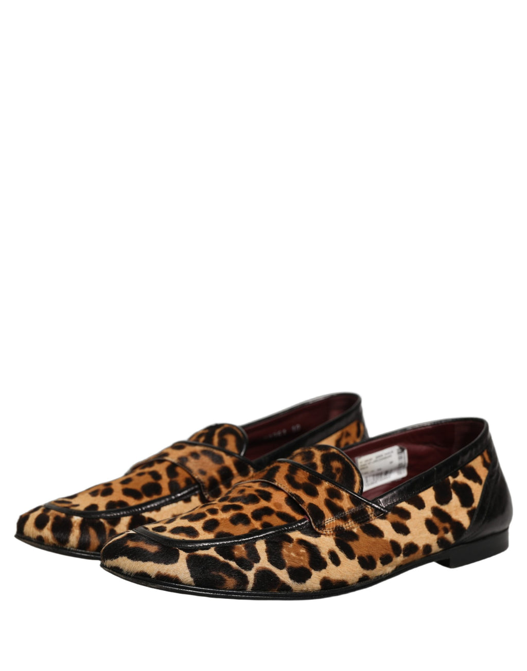 Brown Leopard Calf Hair Flats Loafers Shoes