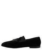 Black Crown Embellished Men Loafers Shoes