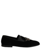Black Crown Embellished Men Loafers Shoes