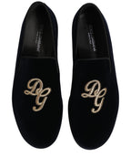 Black Suede DG Logo Slippers Men Loafers Shoes