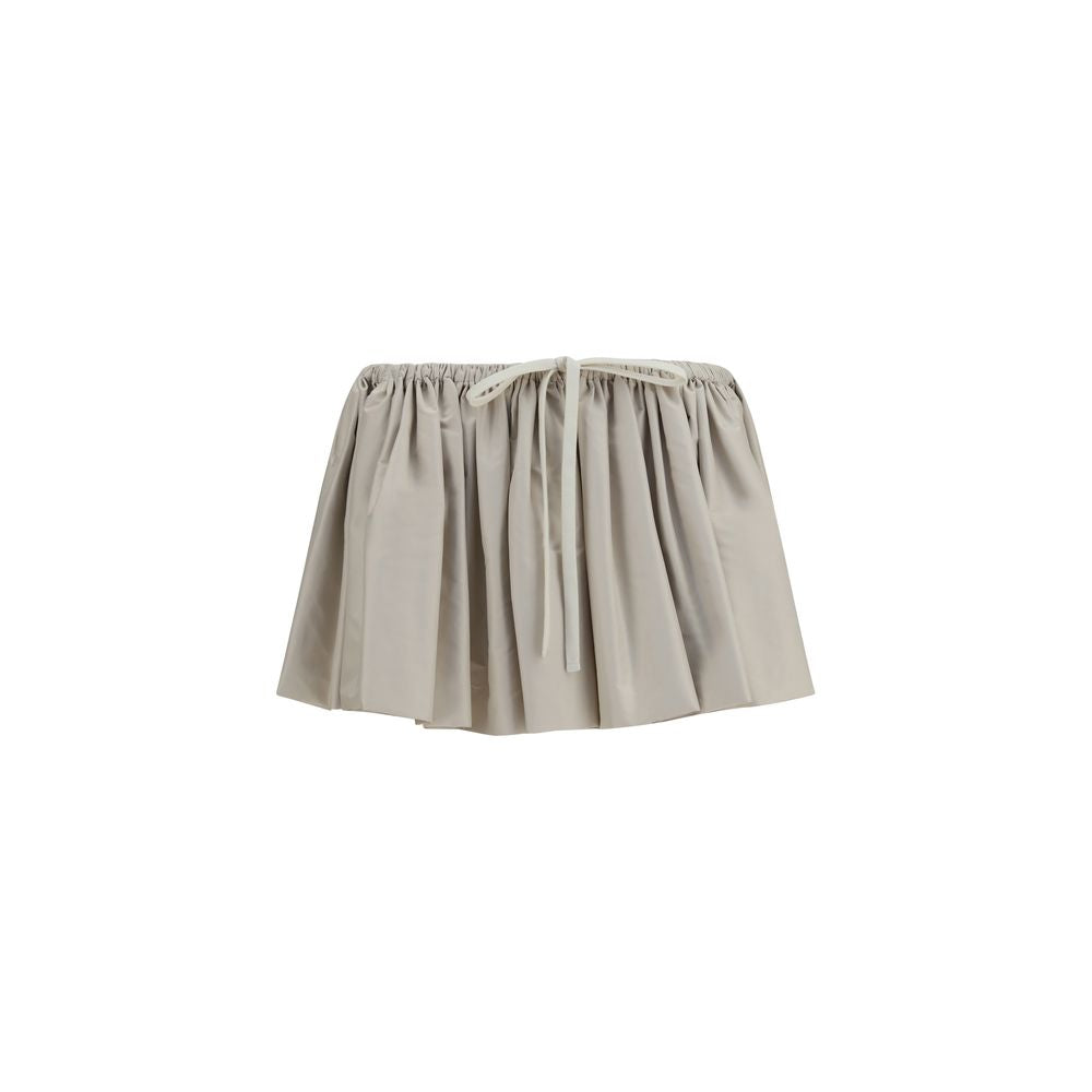 Beige Polyester Mini Skirt