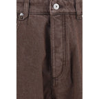 Brown Polyester Straight-Leg Jeans