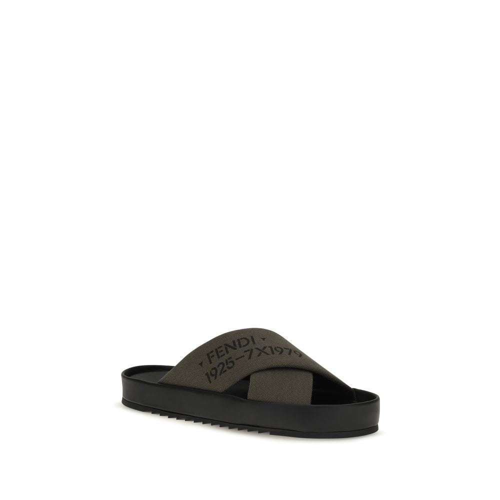 Bicolor Polyester Flat Sandals