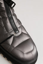 Silver Leather Quilted Men Ankle Boots Shoes