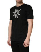 Black Sacred Heart Cotton Crew Neck T-shirt