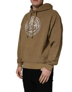 Brown Embossed Logo Hooded Sweatshirt Sweater