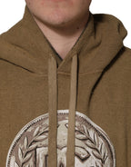 Brown Embossed Logo Hooded Sweatshirt Sweater