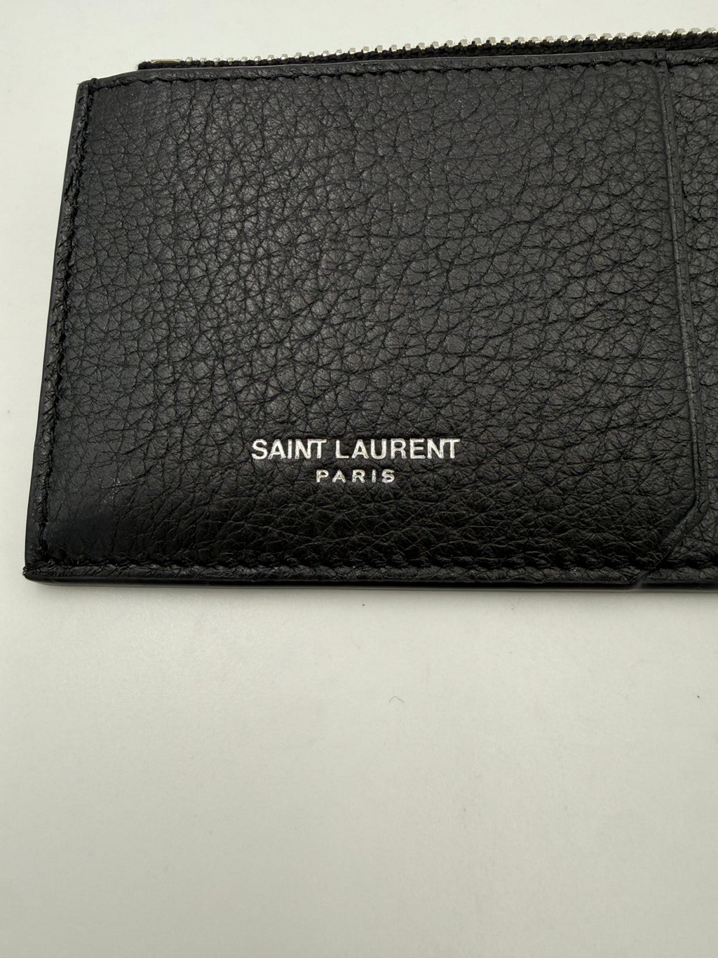 SAINT LAURENT Zip in Deerskin Cardholder