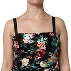 Black Floral Sequin Sleeveless Sheath Dress