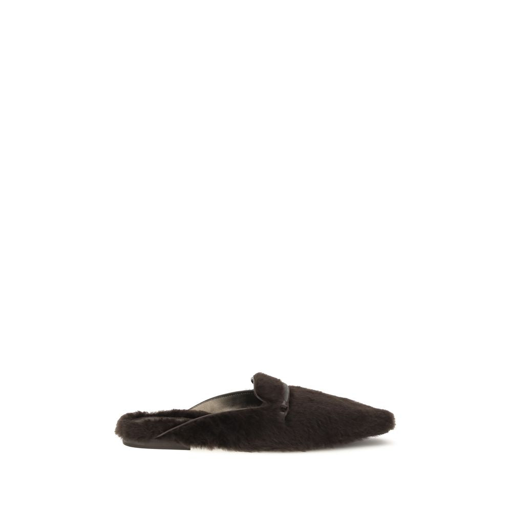 Brown Fur Ballet Flats
